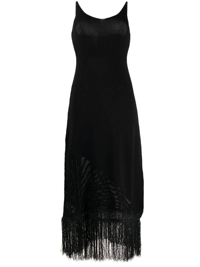 Pinko Knitted Detail Midi Dress In Black