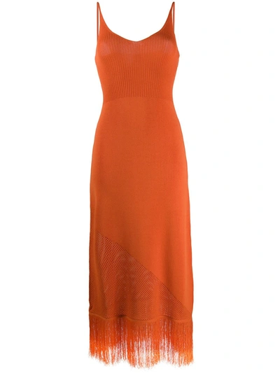 Pinko Knitted Midi Dress In Orange