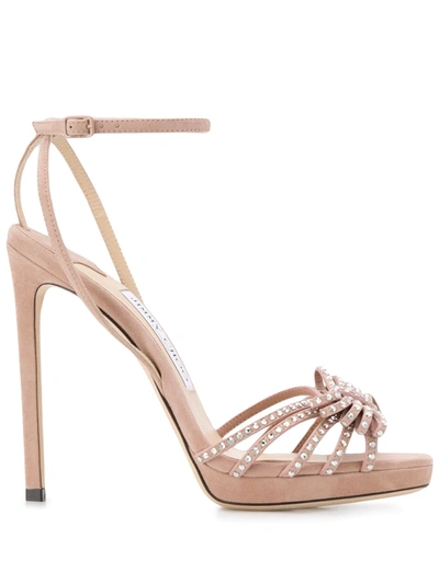 Jimmy Choo 晶饰镶嵌高跟凉鞋 In Pink