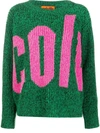 Colville Cable Knit Logo Jumper In Green