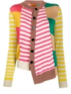 Colville Asymmetric Patchwork Knit Cardigan In Pink