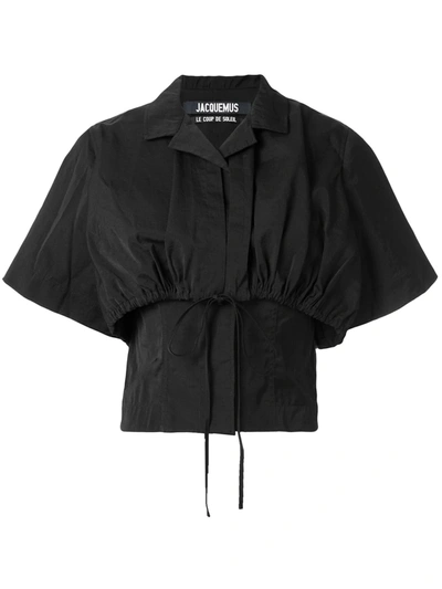 Jacquemus Layered Cropped Shirt In Black
