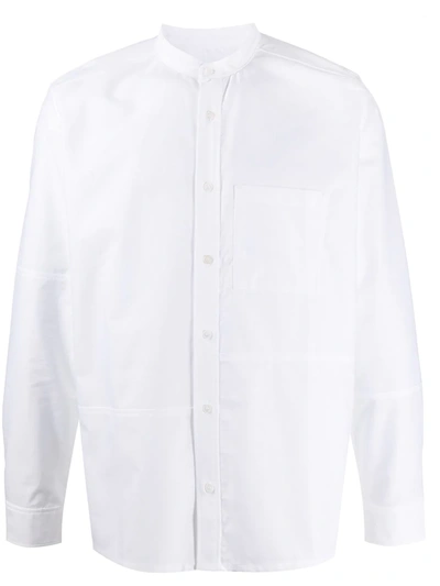 Apc Collarless Fitted Shirt In White