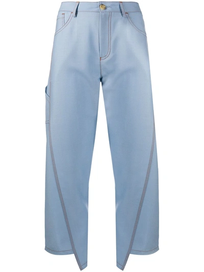 Lanvin Twisted Stitches Denim Trousers In Blue