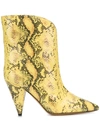 Isabel Marant Leinee Snakeskin Print Boots In Yellow