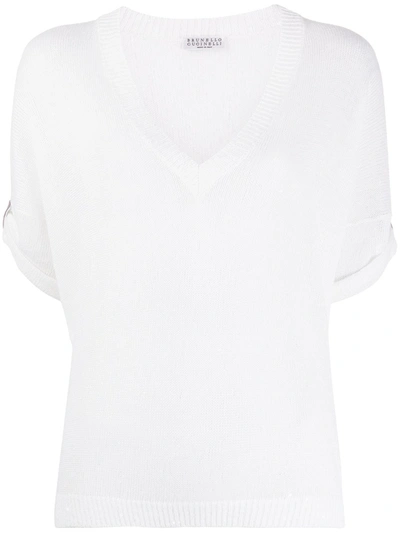 Brunello Cucinelli Diamante Knit Jumper In White