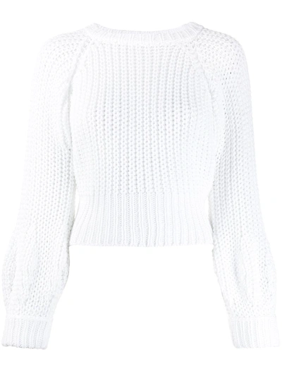 Maison Flaneur Chunky Knit Cropped Jumper In White