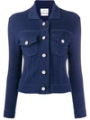 Barrie Ribbed Panel Knitted Cardigan In Blue