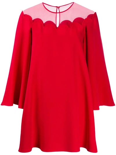 Valentino Sheer Panel Mini-dress In Red
