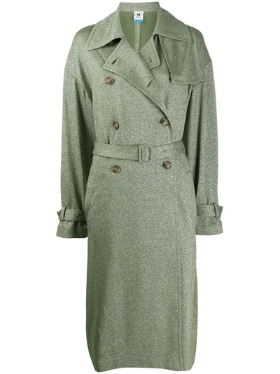 M Missoni Metallic-thread Trenchcoat In Green