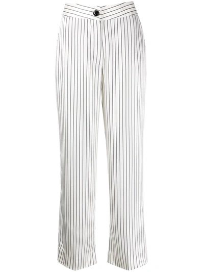 Blazé Milano Straight Fit Striped Pattern Trousers In White