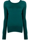 Boon The Shop Fine Knit Round Neck Jumper In Green