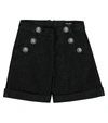 Balmain Kids' Glittered Decorative-buttons Shorts In Black