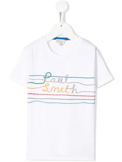 Paul Smith Junior Teen Embroidered Logo T-shirt In White