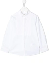 Paul Smith Junior Kids' Pleated Bib Long Sleeve Shirt In White