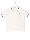 Moncler Kids' Cotton Piquet Polo Shirt With Logo Patch In White