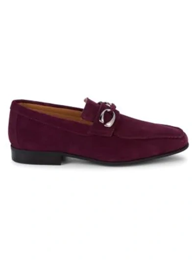 Corthay Cannes Suede Loafers In Burgundy