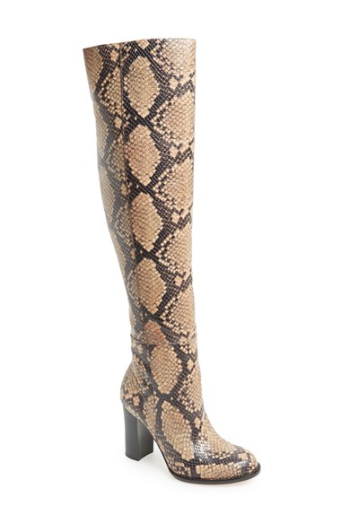 Sam Edelman Rylan Snake-effect Leather Over-the-knee Boots In Natural ...