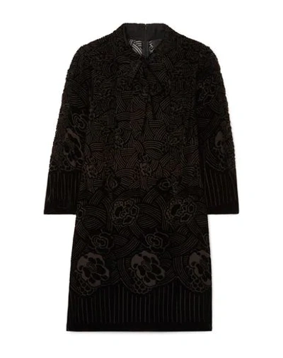 Anna Sui Rose Basket Devoré-velvet Mini Dress In Black