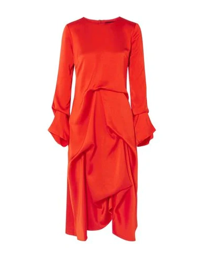 Sies Marjan Noemi Draped Satin Midi Dress In Red