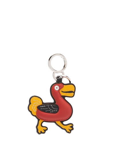 Loewe Bird Chain Leather Key Chain In Pomodoro