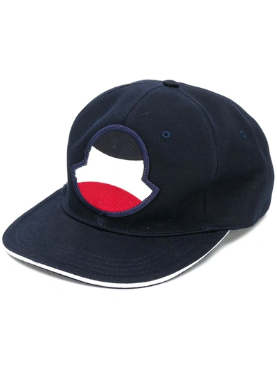 Moncler Cotton Gabardine Baseball Hat In Dark Blue