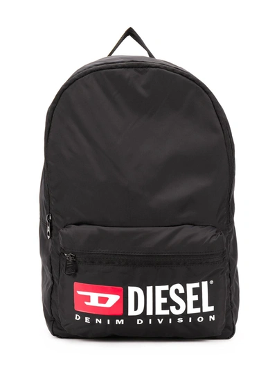 Diesel Kids' Logo Print Nylon Backpack In Black