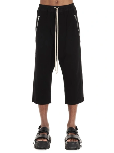 Rick Owens Tectual Cropped Drawstring Trousers In Black
