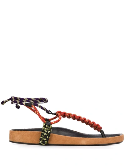Isabel Marant Loreco Ankle-wrap Braided Thong Sandals In Multi
