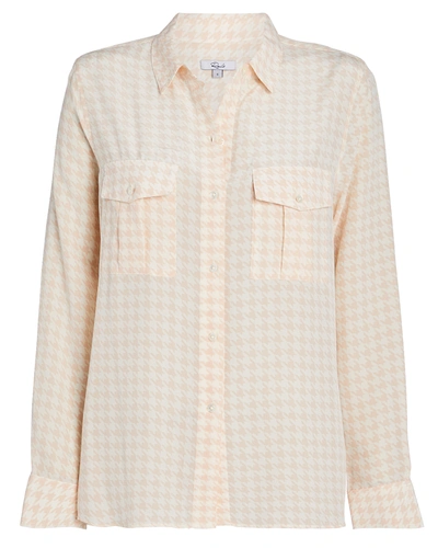 Rails Rhett Houndstooth Silk Oxford Shirt In Multi