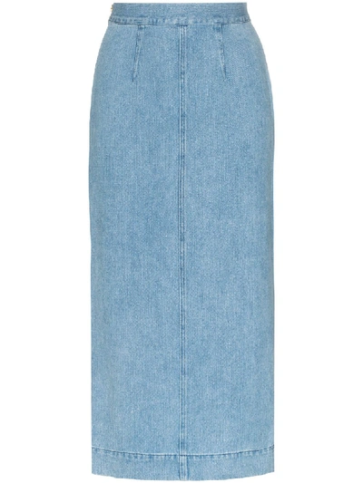 Mara Hoffman Uma Two-tone Denim Pencil Skirt In Blue