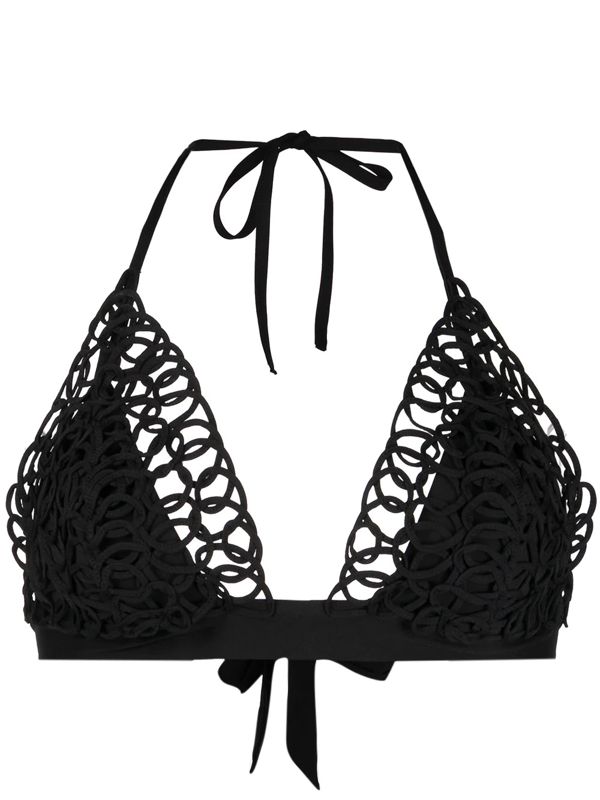 La Perla Crocheted Effect Triangular Bikini Top In Black | ModeSens