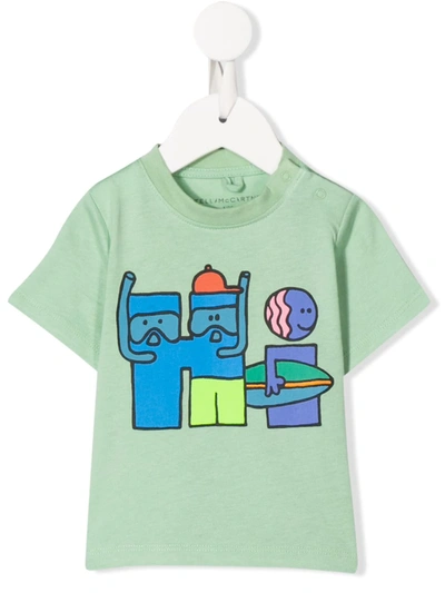 Stella Mccartney Babies' Surfer Print T-shirt In Green