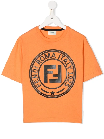 Fendi Kids' Ff Print Short-sleeved T-shirt In Orange