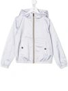 Herno Kids' Metallic Logo Print Hooded Jacket In Grey