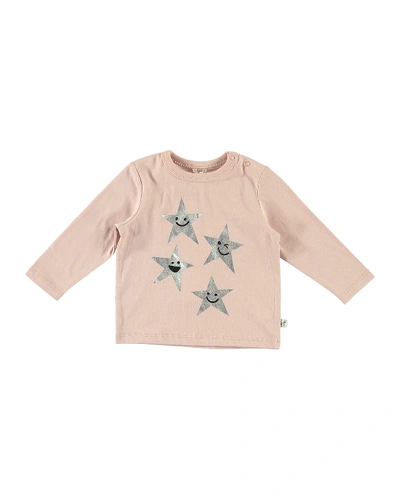 Stella Mccartney Babies' Metallic Star Print Long-sleeve Tee In Pink