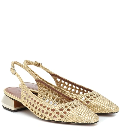 Souliers Martinez Miramar 40 Woven Leather Sandals In Gold