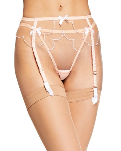 Agent Provocateur Lorna Tulle-trim Garter Belt In Nude White