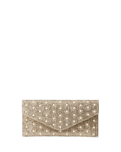 Judith Leiber Envelope Pearly Beaded Clutch Bag In Gold