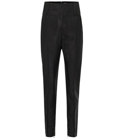 Alexandre Vauthier High-rise Skinny Cotton-blend Pants In Blue