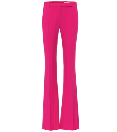 Alexander Mcqueen Mid-rise Flared Crêpe Pants In Pink