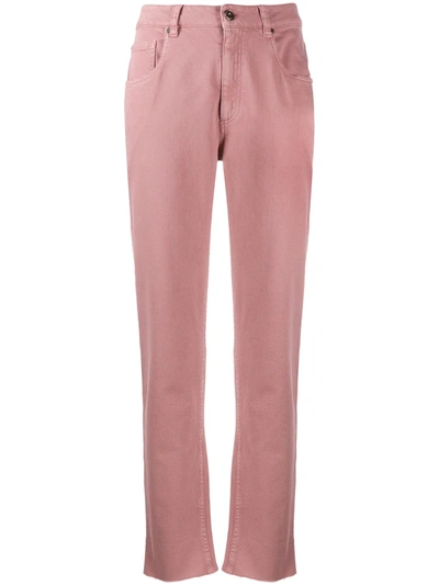 Brunello Cucinelli 高腰直筒九分牛仔裤 In Pink