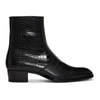 Saint Laurent Wyatt Crocodile-embossed Boots In Black