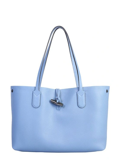 Longchamp Roseau Essential Medium Leather Shoulder Tote Bag In Blue