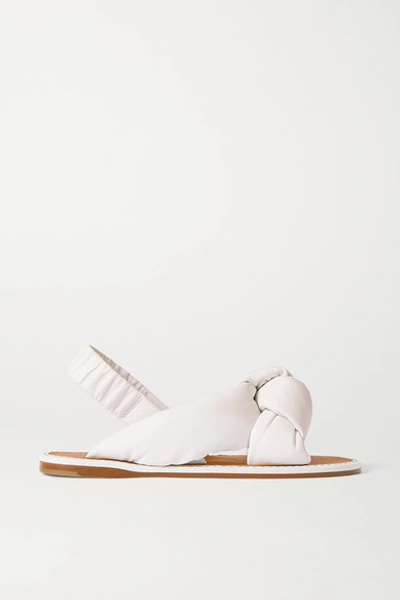 Miu Miu Flat Knotted Leather Slingback Sandals In White