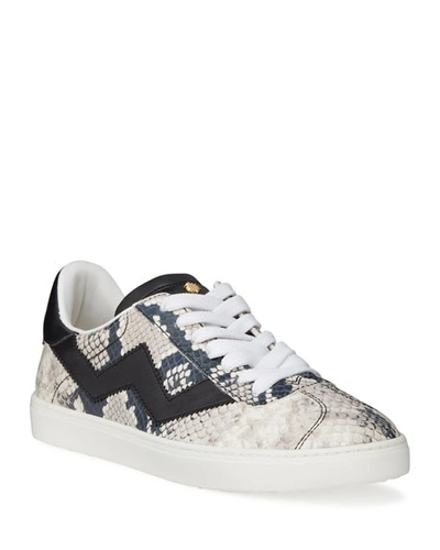 Stuart Weitzman Daryl Python Printed Leather Low-top Sneakers In Roccia