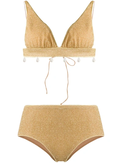 Oseree Oséree Lumière Embellished Bikini In Gold