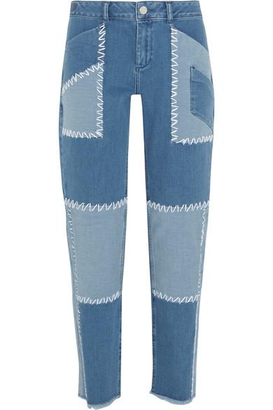 House Of Holland Woman Patchwork High-rise Boyfriend Jeans Mid Denim In ...