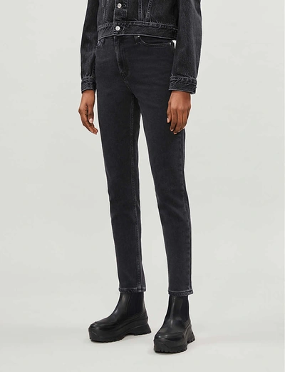 Calvin Klein Brand-embroidered Skinny-high-rise Stretch-denim Jeans In Ca113 Black