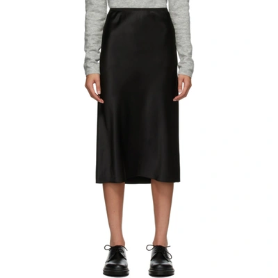 Joseph Isaak Silk-satin Midi Skirt In Black